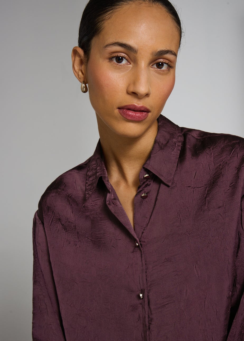 Et Vous Burgundy Satin Co Ord Shirt