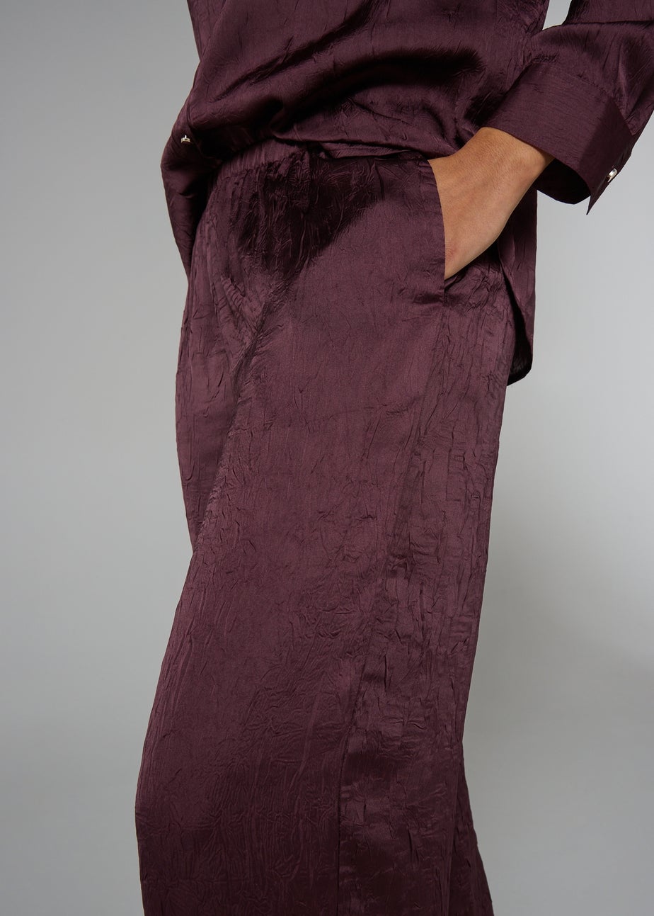 Et Vous Burgundy Satin Wide Leg Trousers