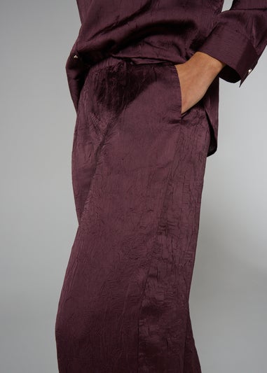 Et Vous Burgundy Satin Wide Leg Trousers