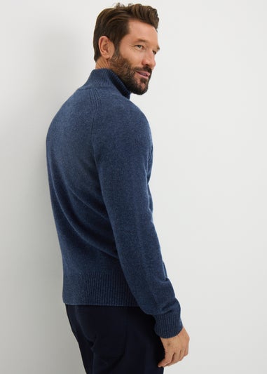 Lincoln Navy Lambswool 1/4 Zip Jumper