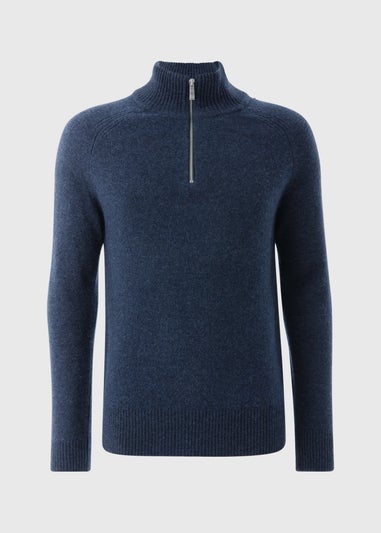 Lincoln Navy Lambswool 1/4 Zip Jumper