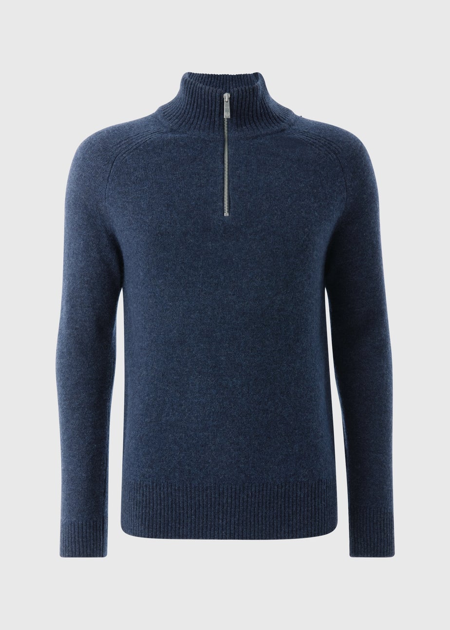 Lincoln Navy Lambswool 1/4 Zip Jumper
