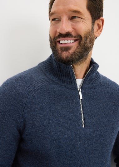 Lincoln Navy Lambswool 1/4 Zip Jumper