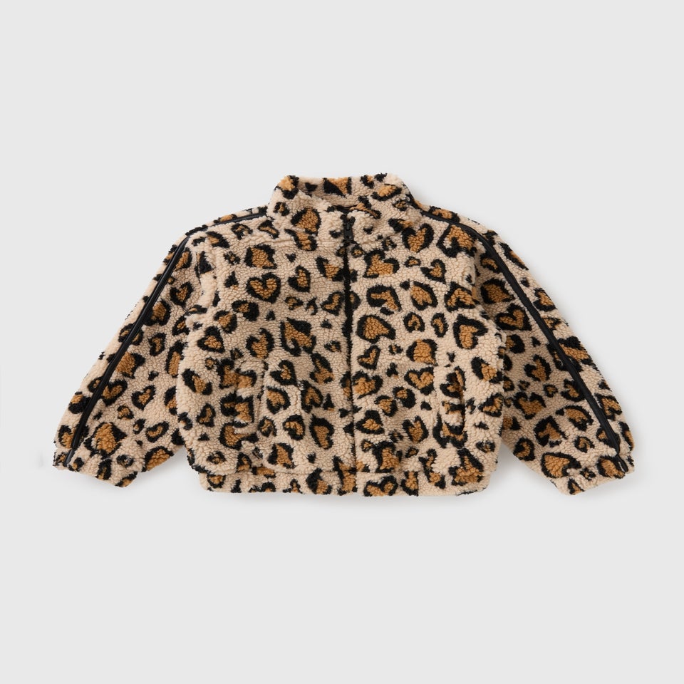 Girls Brown Leopard Print Borg Fleece Jacket (7-15yrs)