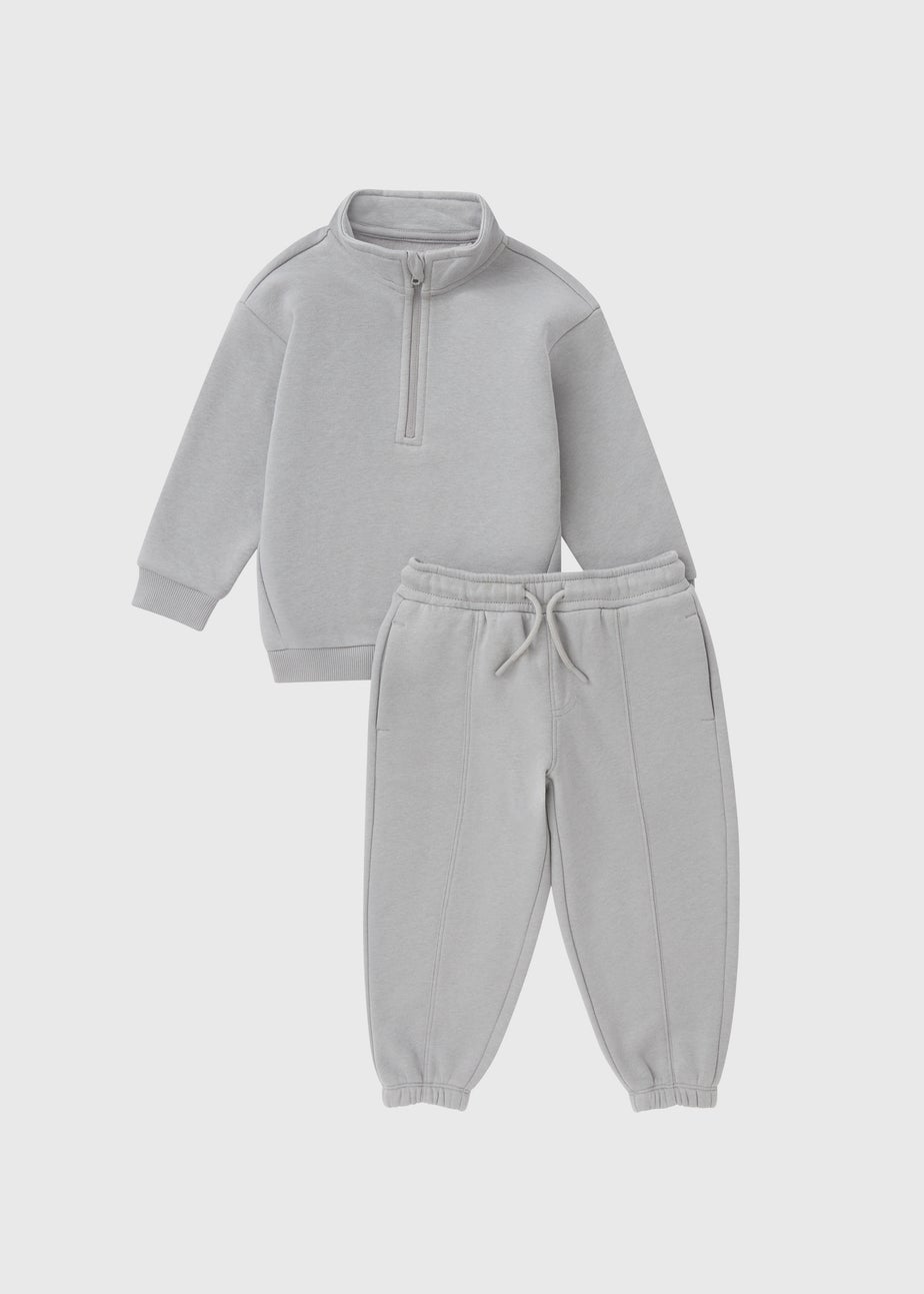 Boys Grey Funnel Neck Top and Jogger Set (1-7 Years)