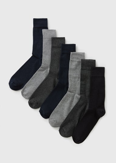 7 Pack Grey Plain Socks