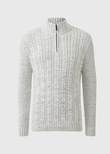 Lincoln Ecru 1/4 Zip Knitted Jumper