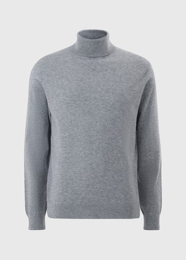 Grey Smart Roll Neck Jumper