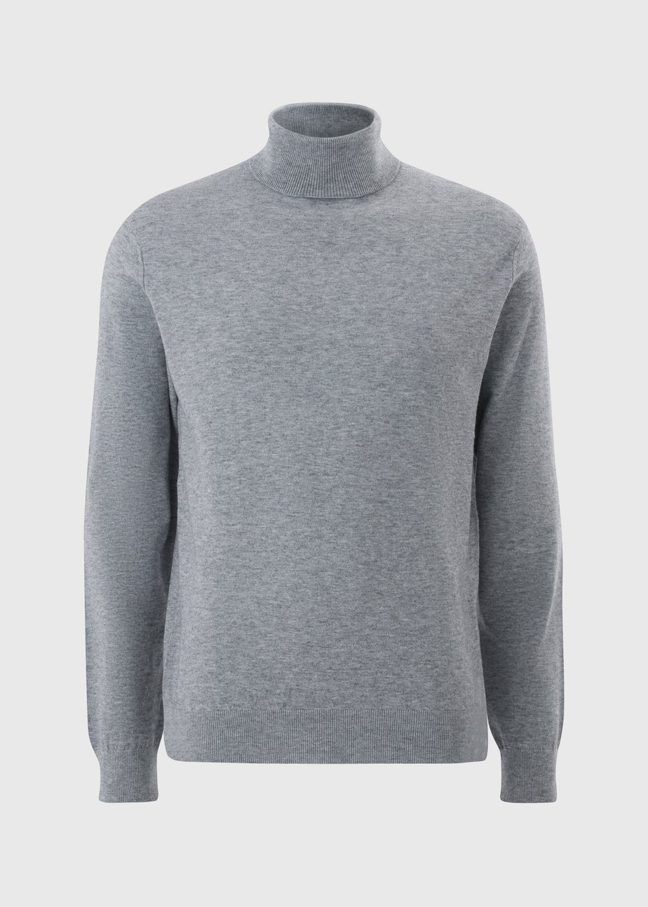 Grey Smart Roll Neck Jumper
