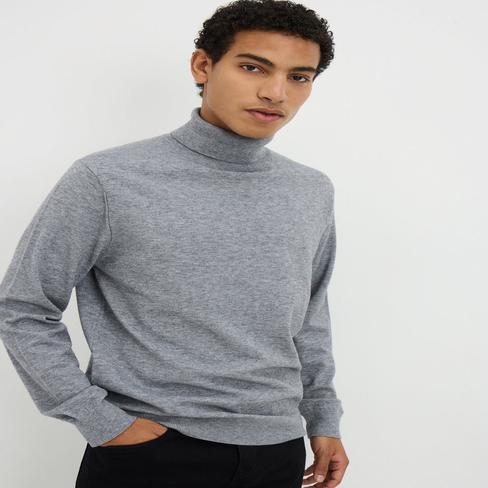 Grey Smart Roll Neck Jumper