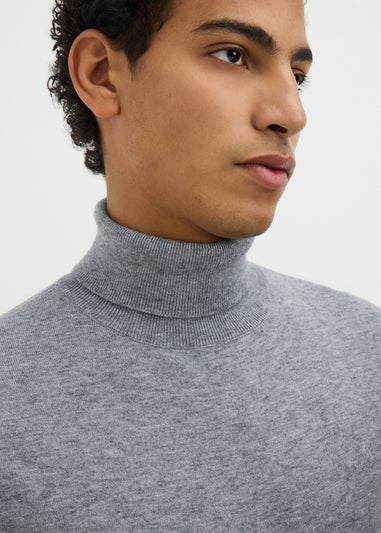 Grey Smart Roll Neck Jumper