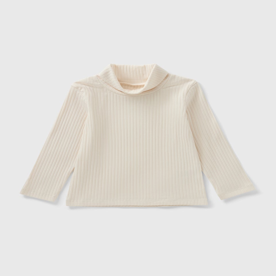 Girls Ribbed Long Sleeve Top (1=7yrs)