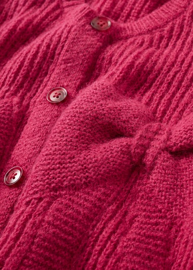 Girls Pink Bow Knitted Cardigan (7-15yrs)
