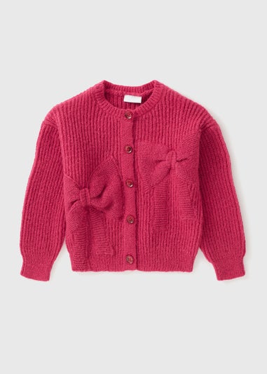 Girls Pink Bow Knitted Cardigan (7-15yrs)