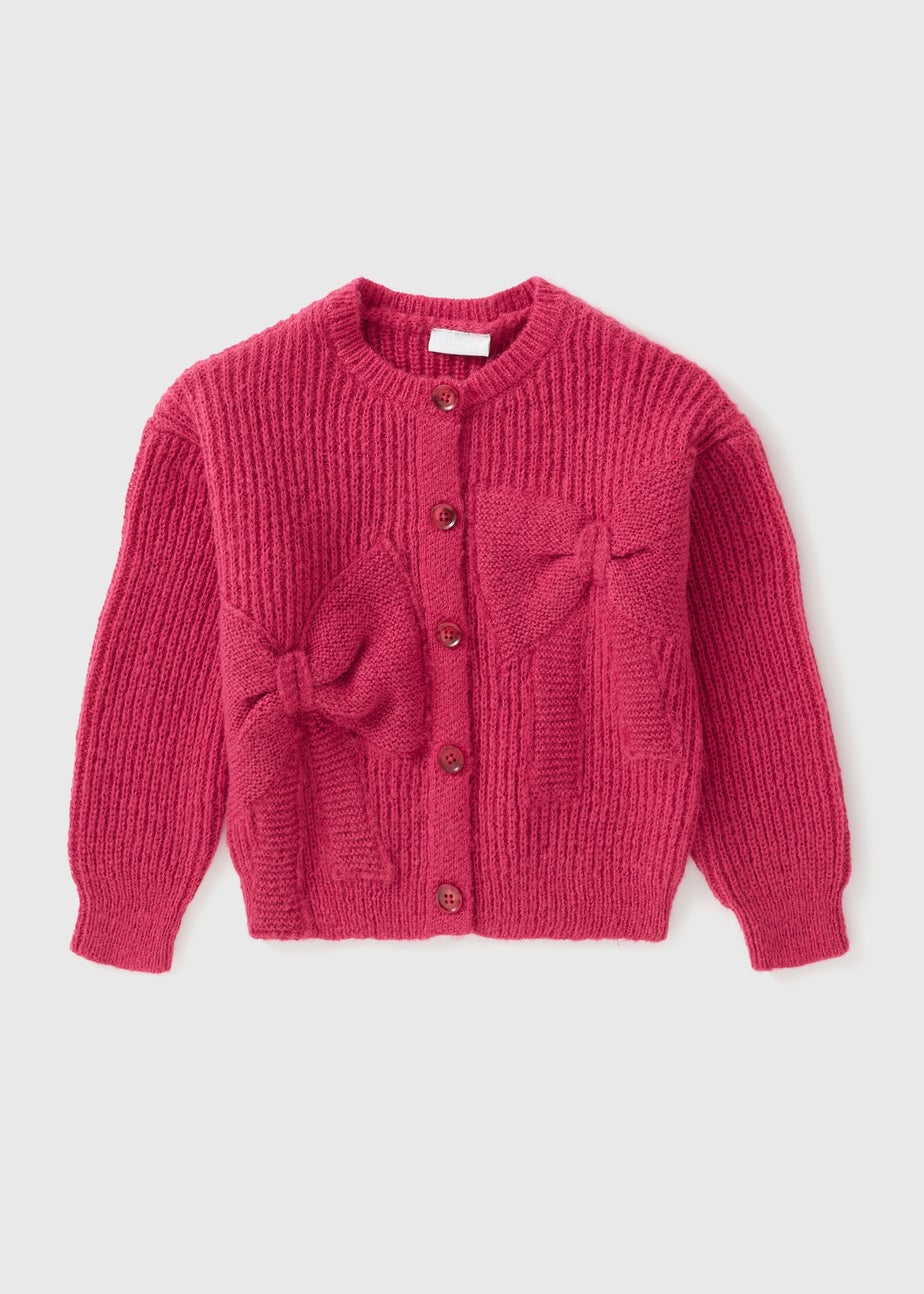 Girls Pink Bow Knitted Cardigan (7-15yrs)