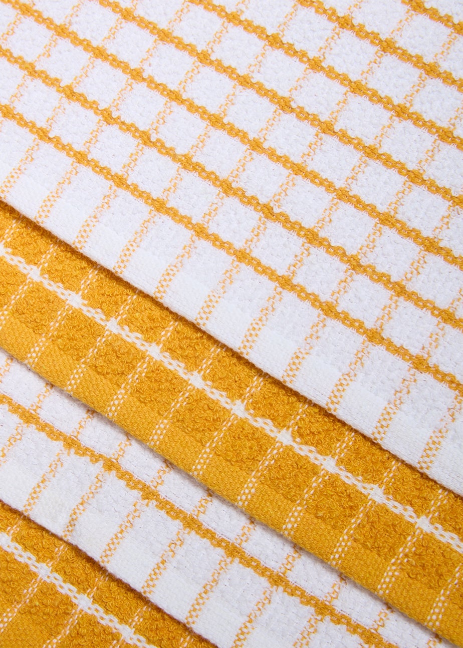 4 Pack Ochre Check Terry Tea Towels