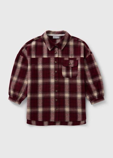 Girls Burgundy Check Shirt (7-15yrs)