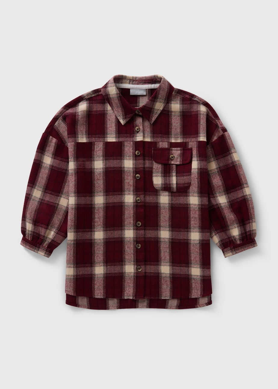 Girls Burgundy Check Shirt (7-15yrs)