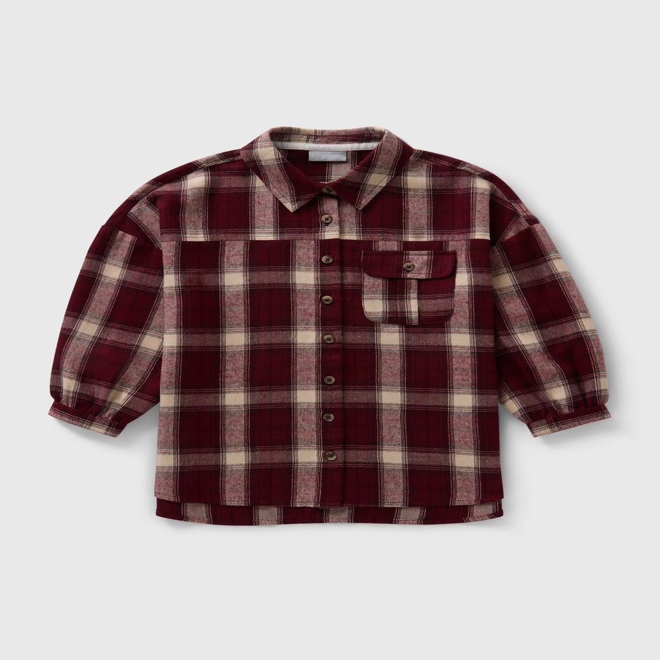 Girls Burgundy Check Shirt (7-15yrs)
