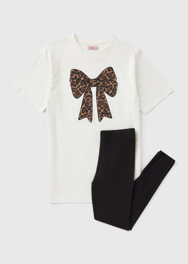 Black Leopard Bow Pyjama Set