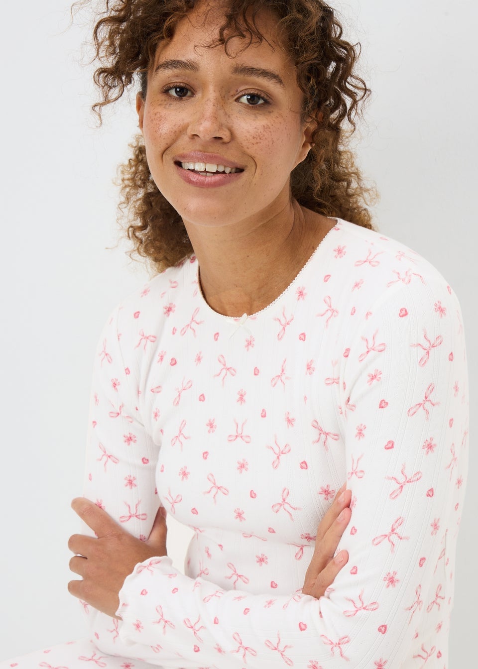 Pink Bow Pointelle Pyjama Set