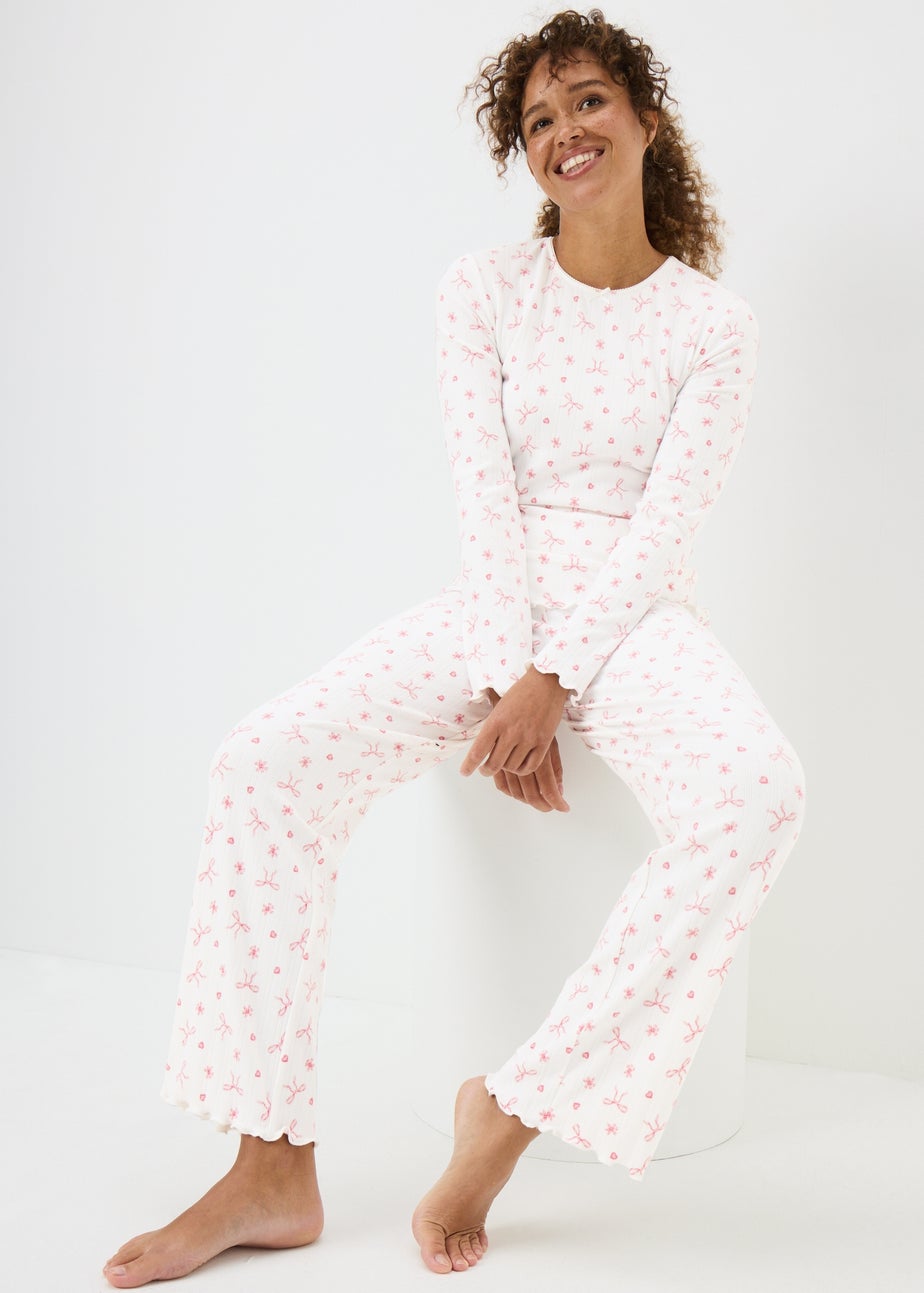 Pink Bow Pointelle Pyjama Set