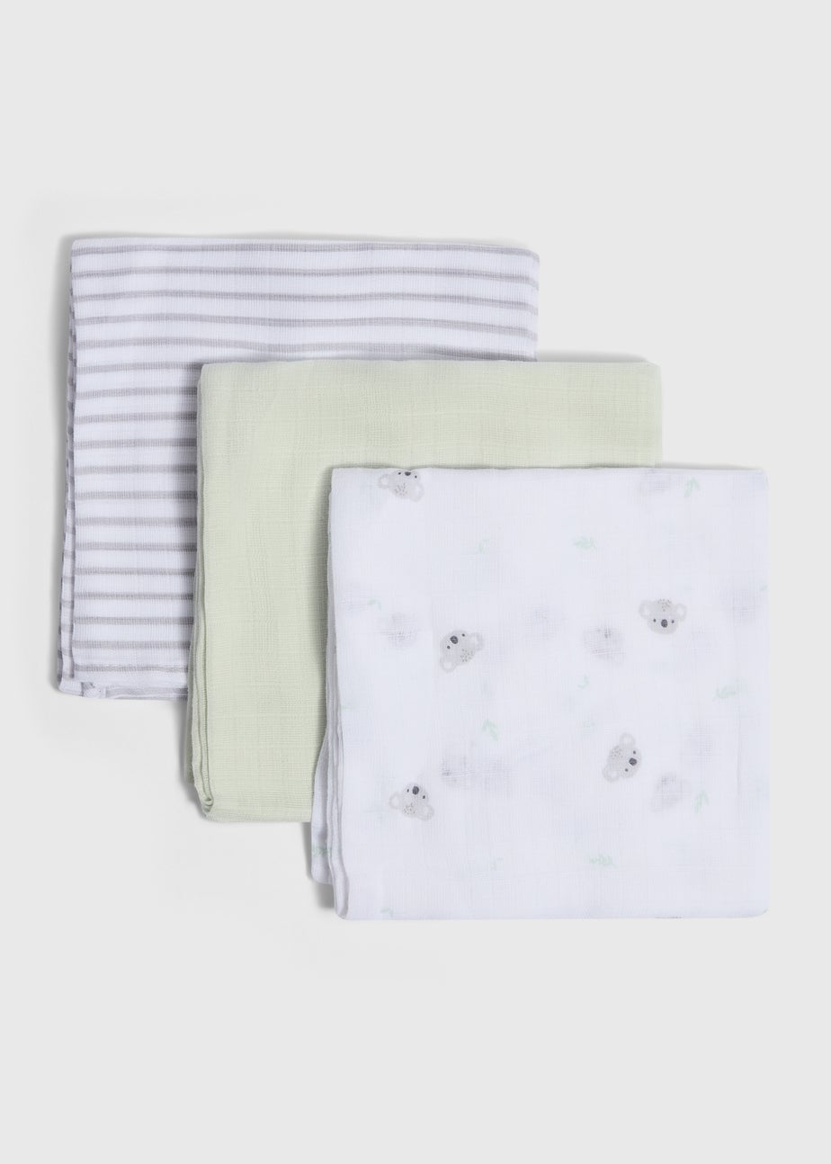 3 Pack Baby Grey Koala Muslin Cloths