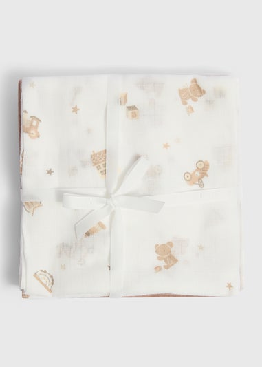 3 Pack Baby Beige Toy Muslin Cloths