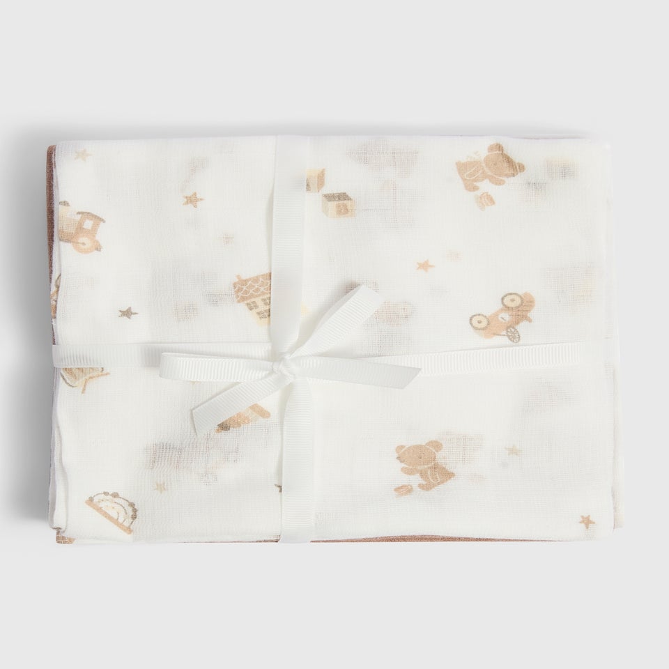 3 Pack Baby Beige Toy Muslin Cloths