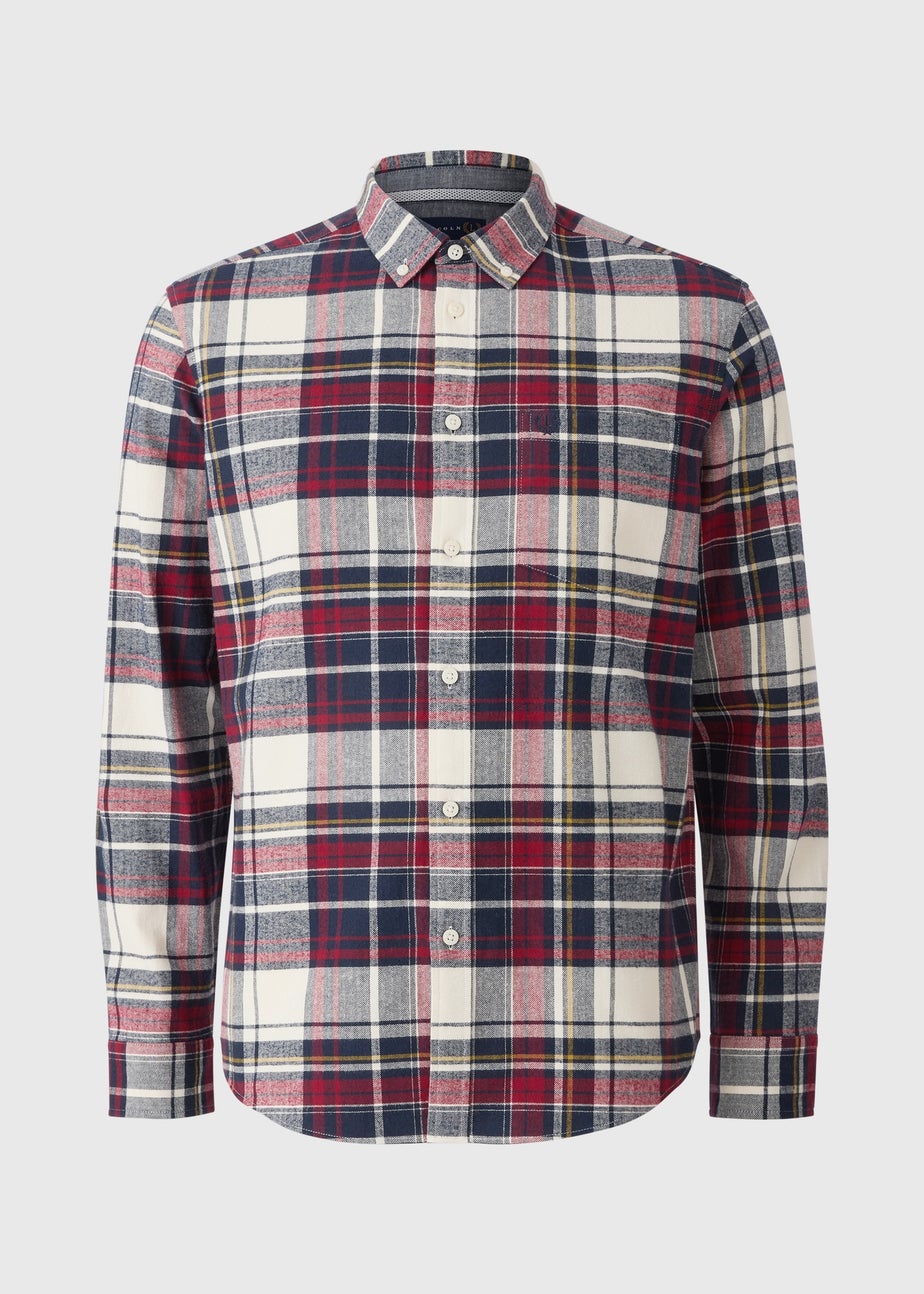 Red Brushed Herringbone Check Shirt
