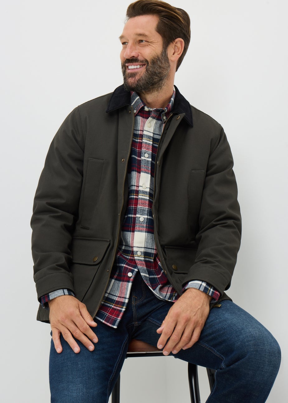 Red Brushed Herringbone Check Shirt