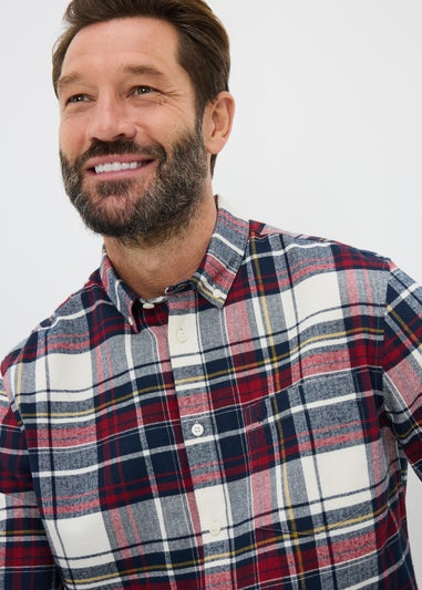 Red Brushed Herringbone Check Shirt