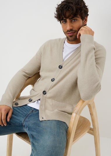 Cream Ribbed Cardigan