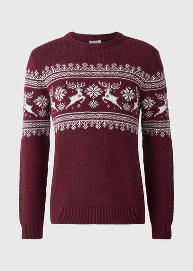 Burgundy Christmas Stag Jumper
