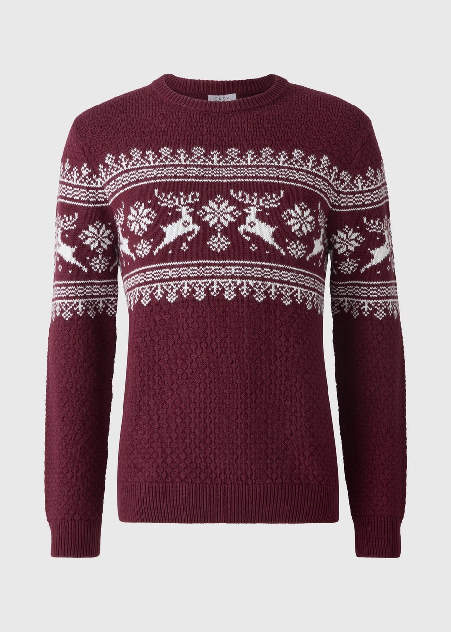 Burgundy Christmas Stag Jumper