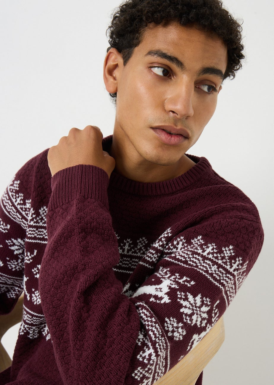Burgundy Christmas Stag Jumper