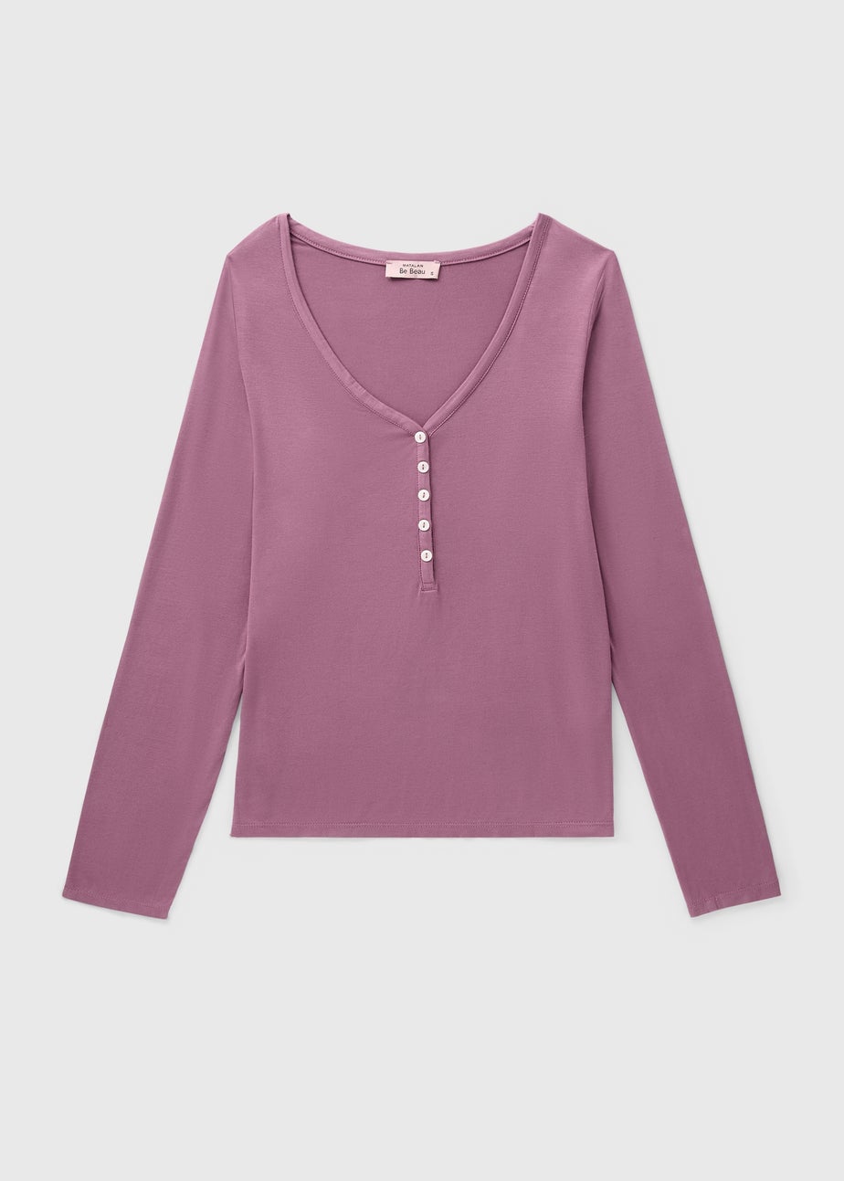 Plum Henley Long Sleeve Pyjama Top