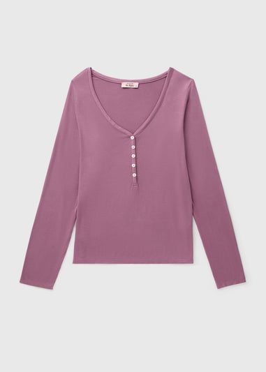 Plum Henley Long Sleeve Pyjama Top