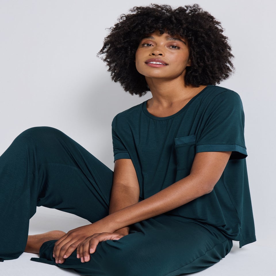Teal Wide Leg Slouch Pyjama Bottoms