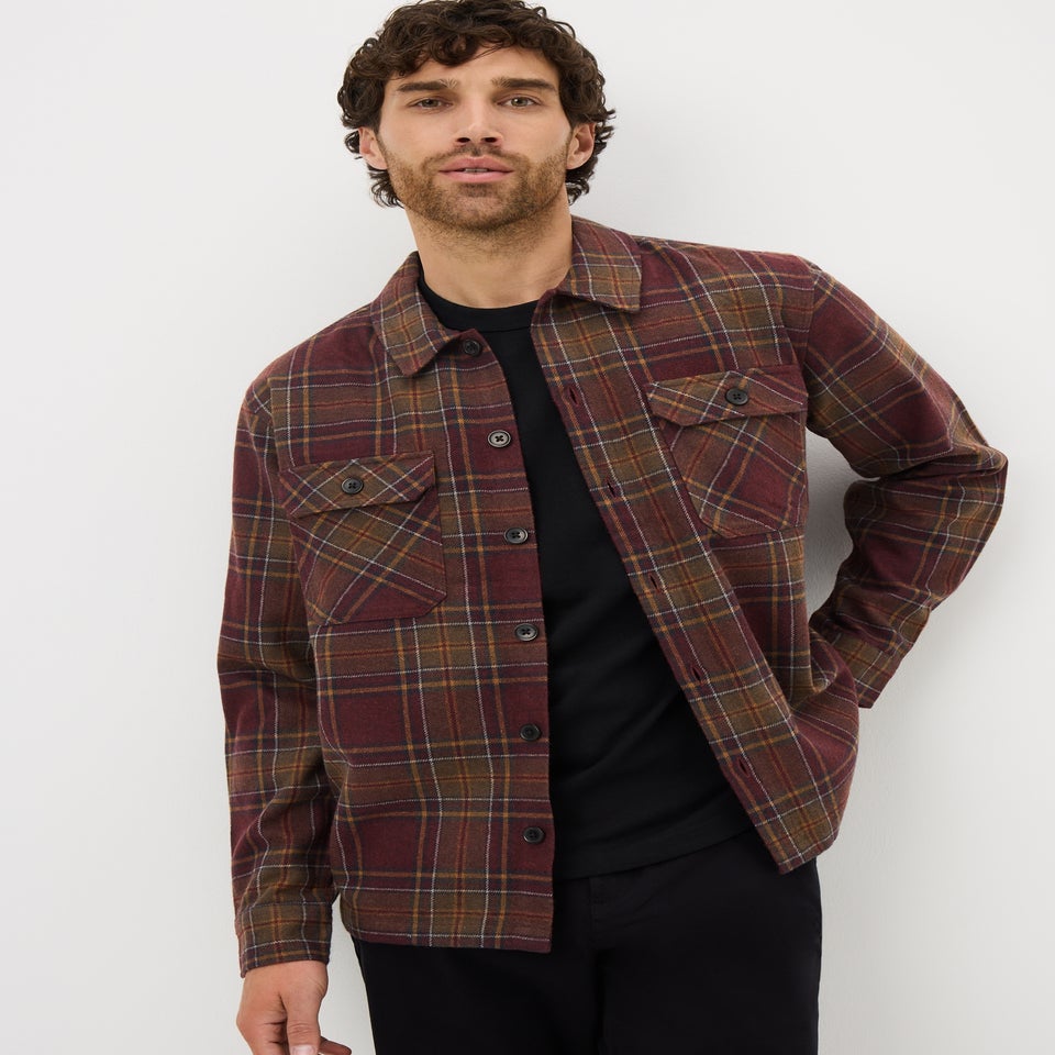 Burgundy Check Overshirt