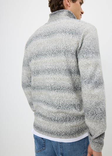 Grey Gradient Long Sleeve Polo Jumper