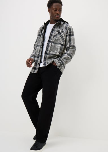Grey Check Textured Hooded Shacket