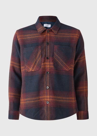 Burgundy Lined Check Shacket