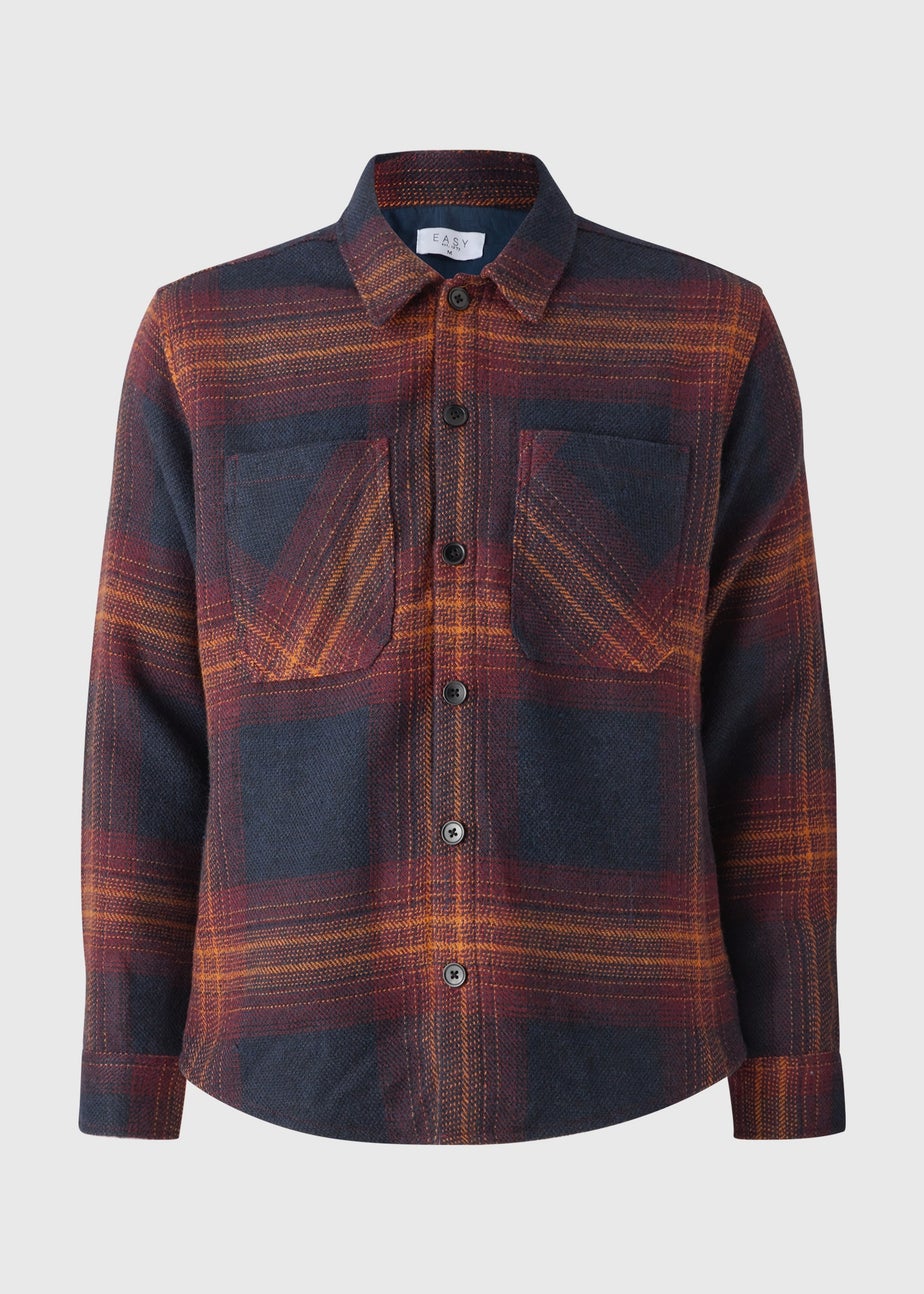 Burgundy Lined Check Shacket