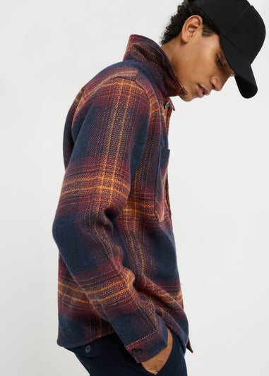 Burgundy Lined Check Shacket