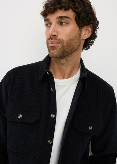 Navy Long Sleeve Corduroy Over-Shirt