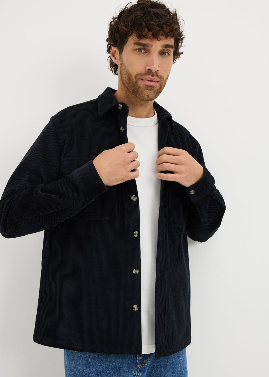 Navy Long Sleeve Corduroy Over-Shirt