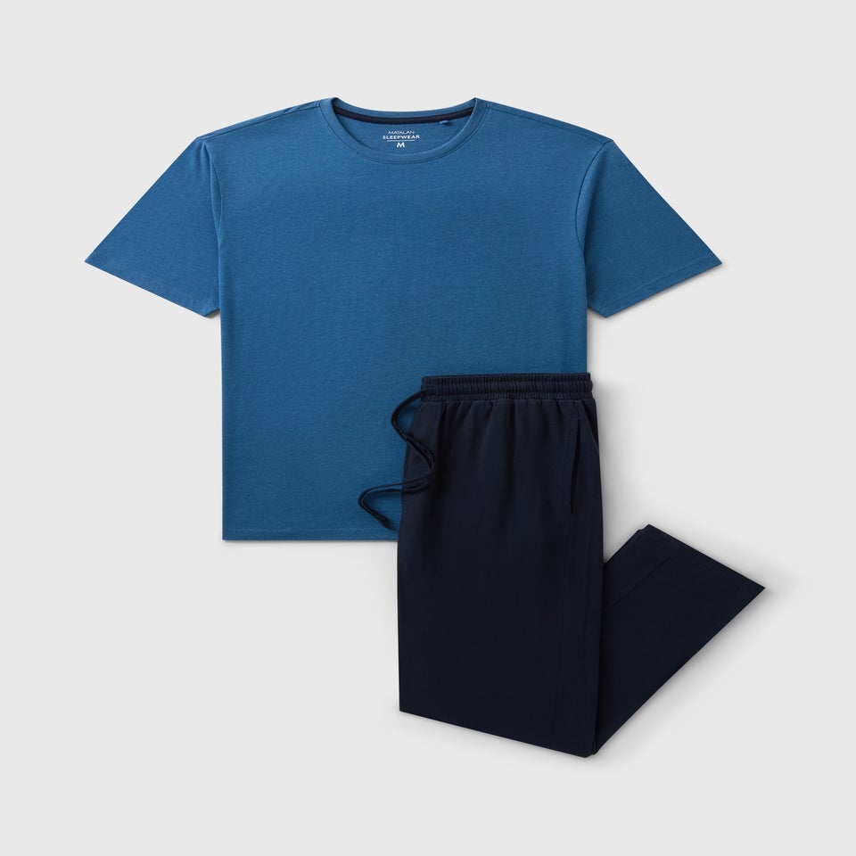 Blue Basic Long Pyjama Set