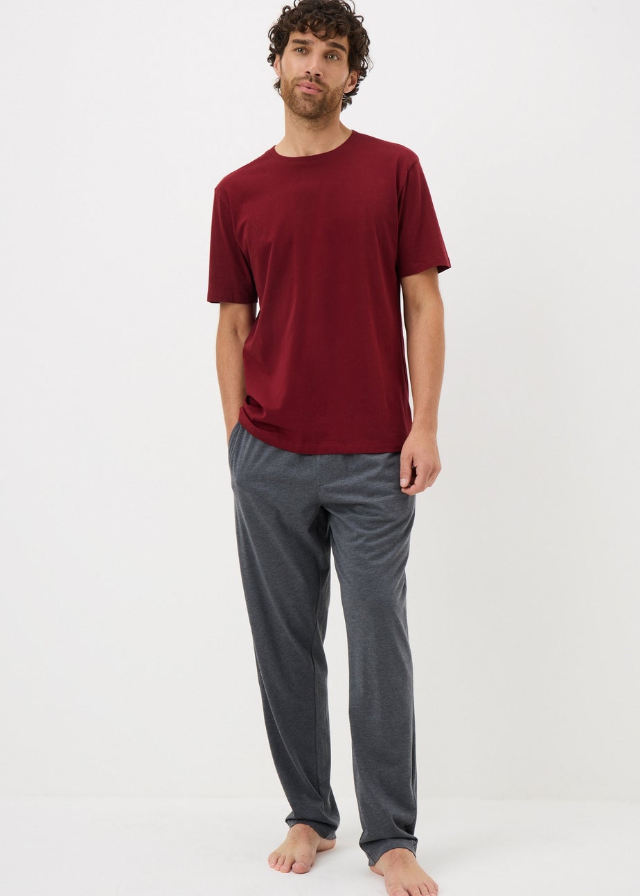 Burgundy Basic Long Pyjama Set