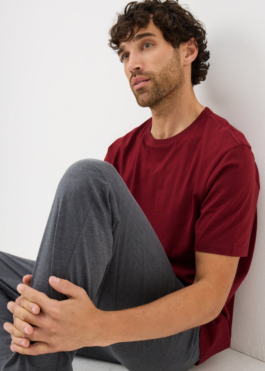 Burgundy Basic Long Pyjama Set